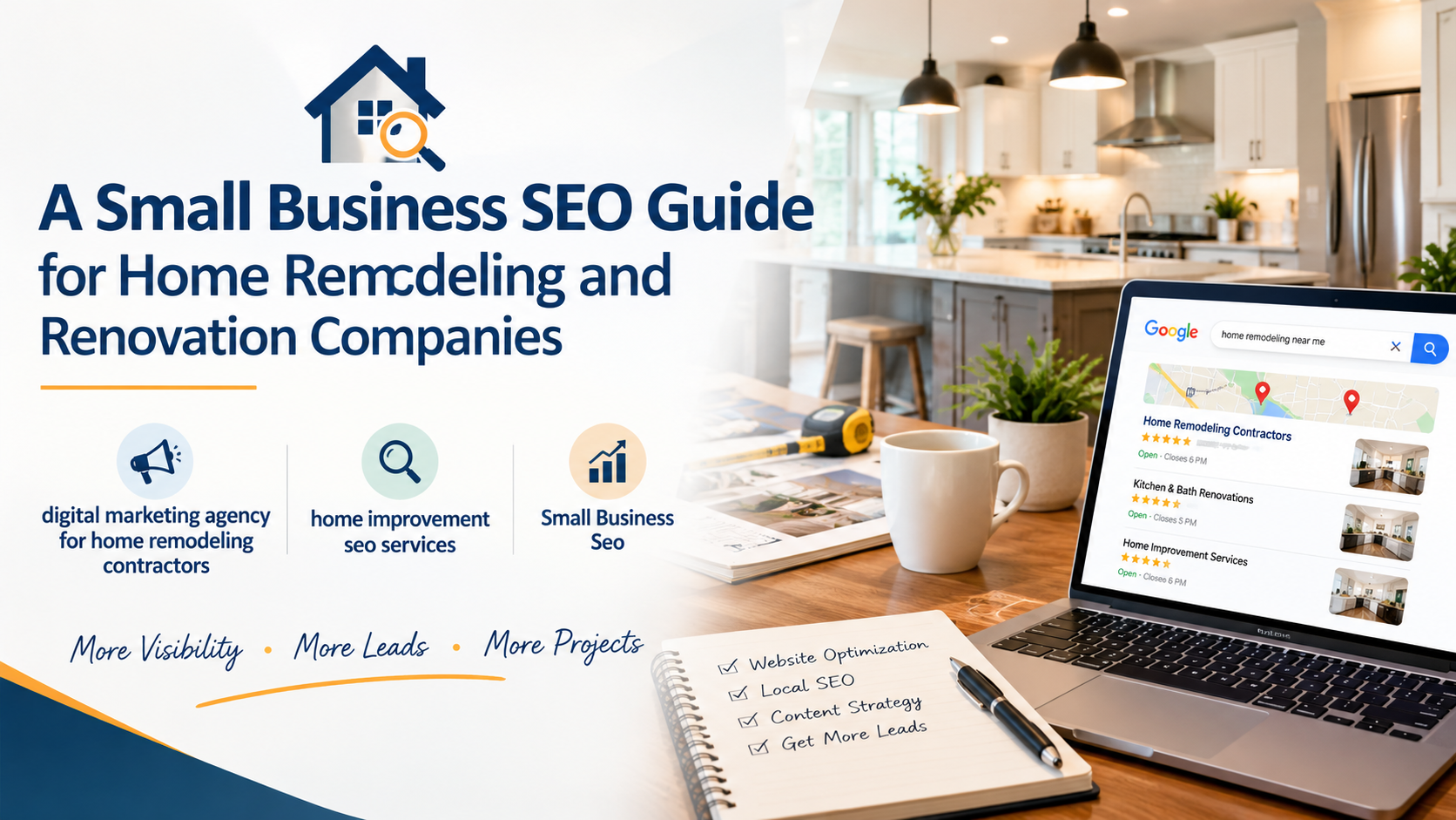 Home Remodeling SEO Guide Banner digital marketing agency for home remodeling contractors Small Business Seo"